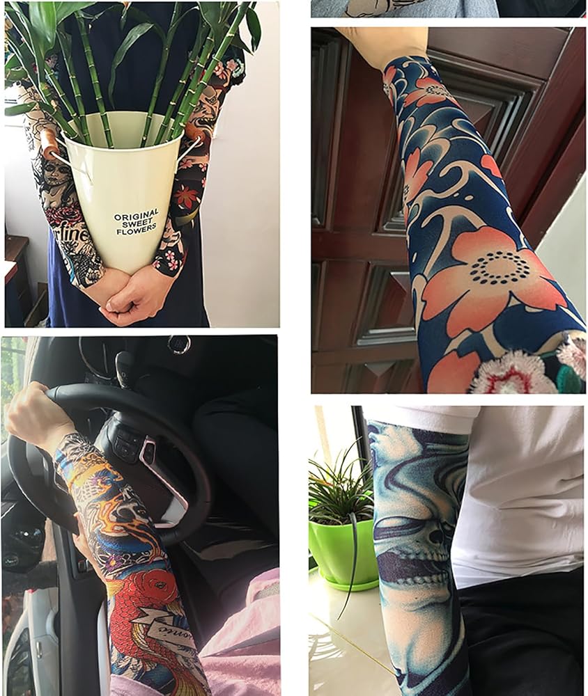 Amazon.co.jp: [AEOCTIV] 刺青柄タトゥーアームカバー 冷感 腕