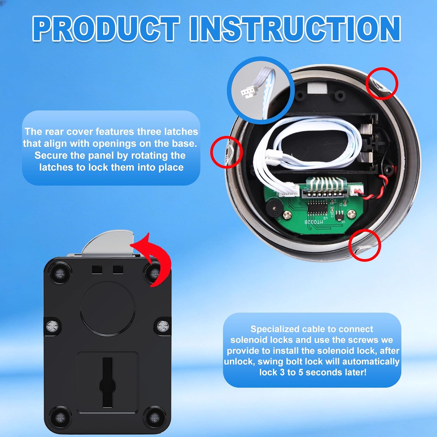 Gun Safe Lock Replacement Keypad with Right Swing Bolt, Black Keypad Electronic Safe Lock for Safe Box Rifle Safe (Left Swing Bolt)