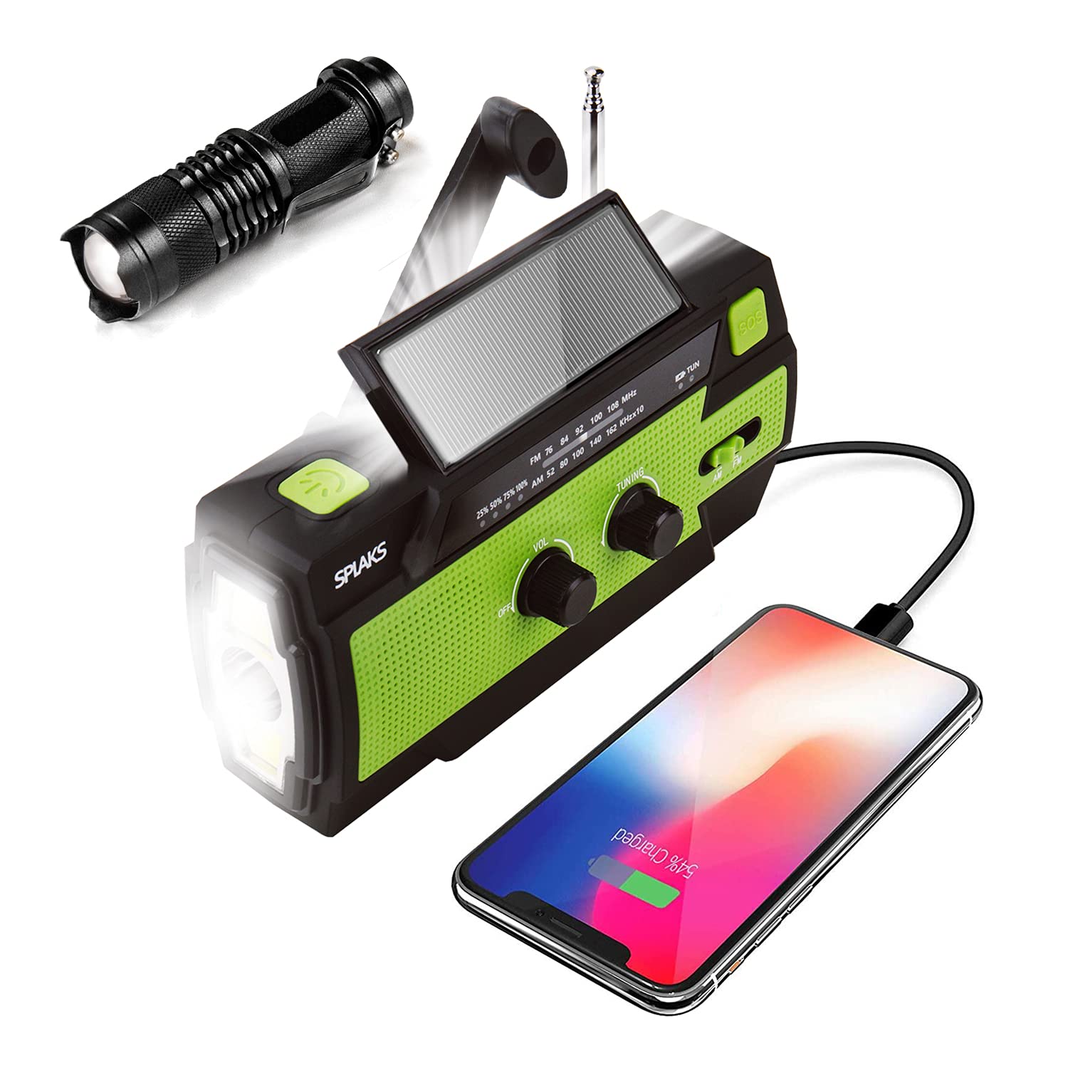 Emergency Weather Radio,Tintec 4000mAh Portable Solar Hand Crank NOAA Weather Radio with AM/FM, Motion Sensor Reading Lamp, Power Bank Cell Phone Charger, SOS Alarm and Waterproof Handheld Flashlight