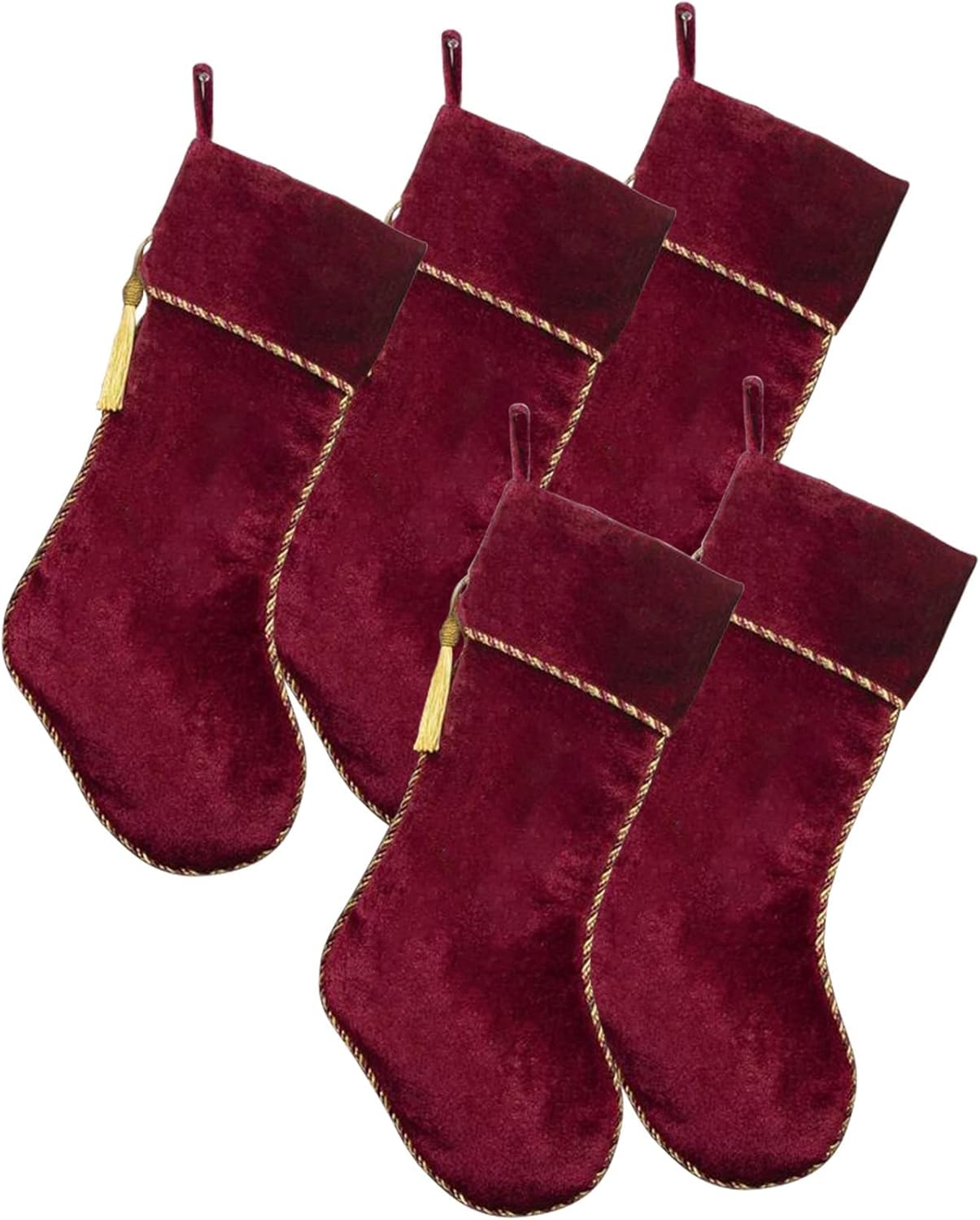 Red Christmas Stockings 4 Pack Velvet Christmas Stockings with Gold Tassel Decorations for Fireplace Holiday Party