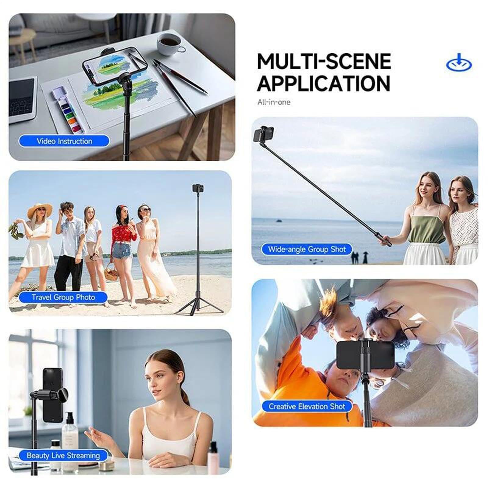 Treppiede Per Telefono Supporto Magnetico Estensibile Rotante A 360° | Treppiede Selfie Stick Wireless Per Telefono Vlog, Video, Palestra, Cucina, Trekking, Pendolari, Famiglia, , Compagni
