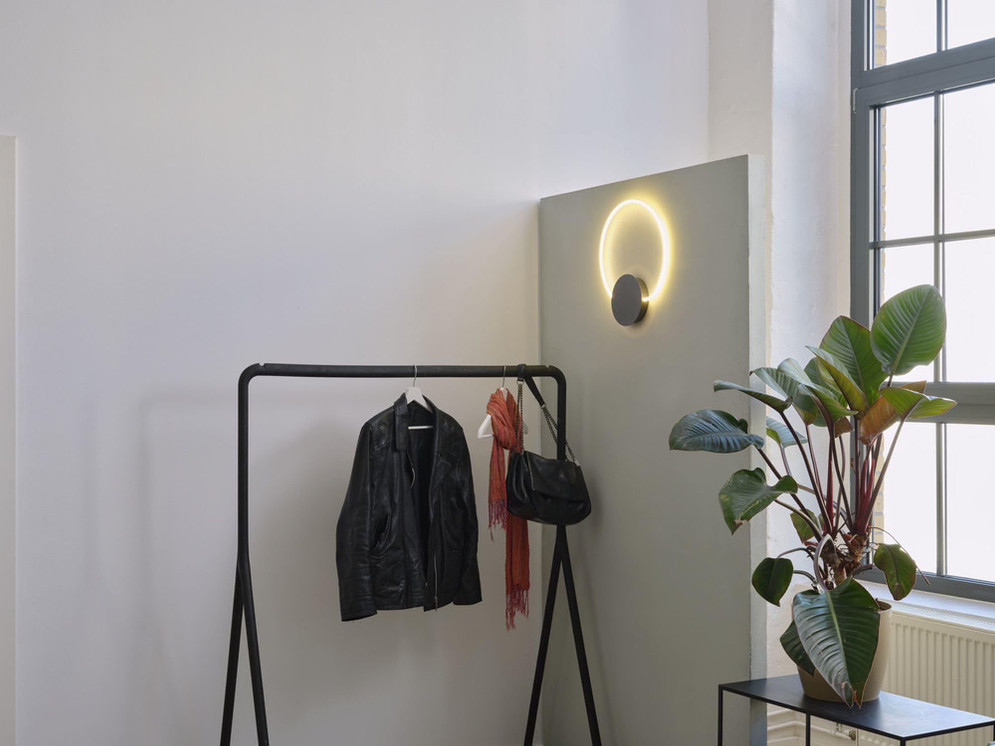 Osram Decor Aura - Lampada da parete in policarbonato curvo con LED e filamento, 10 W, 800 lm, 3000 K, 830 bianco caldo, Click Select, grigio scuro, plastica (PC), IP20