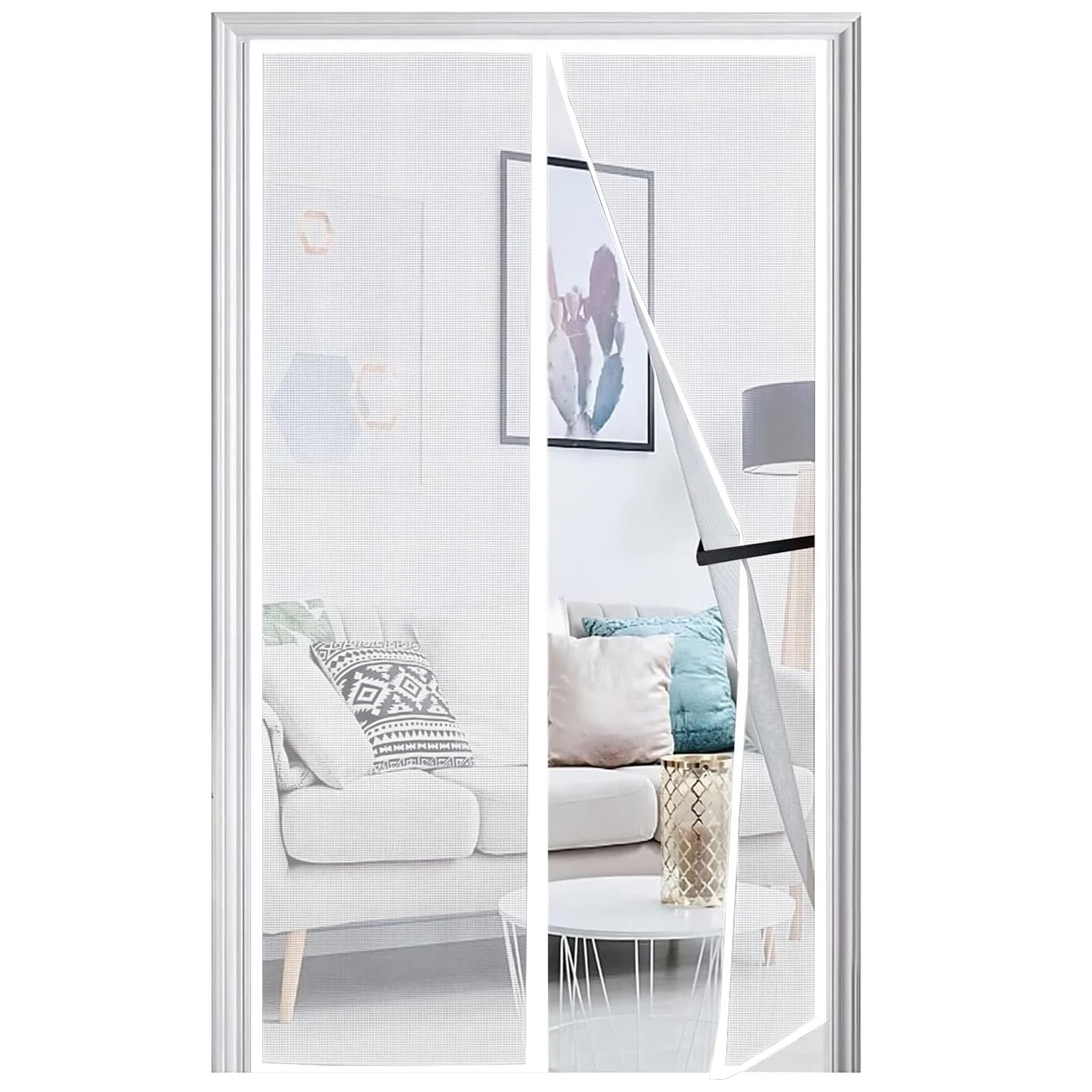 Panngu Magnetic Fly Screen Door 80 x 210cm White, Bugs Out with Doors Screen Curtain, Heavy Duty Screens Doors Nets Keeping Out Flies Bug