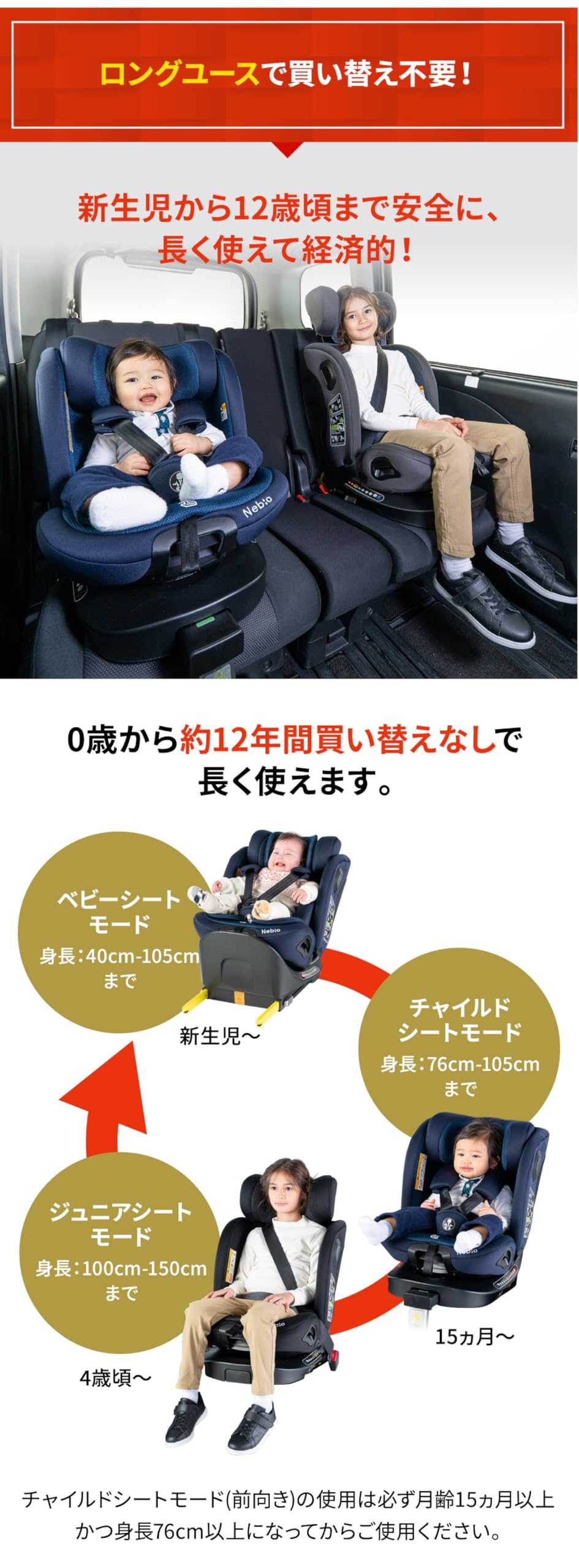 Nebio Baby Seat, For Newborn to 12 Years Old (R129 Compatible