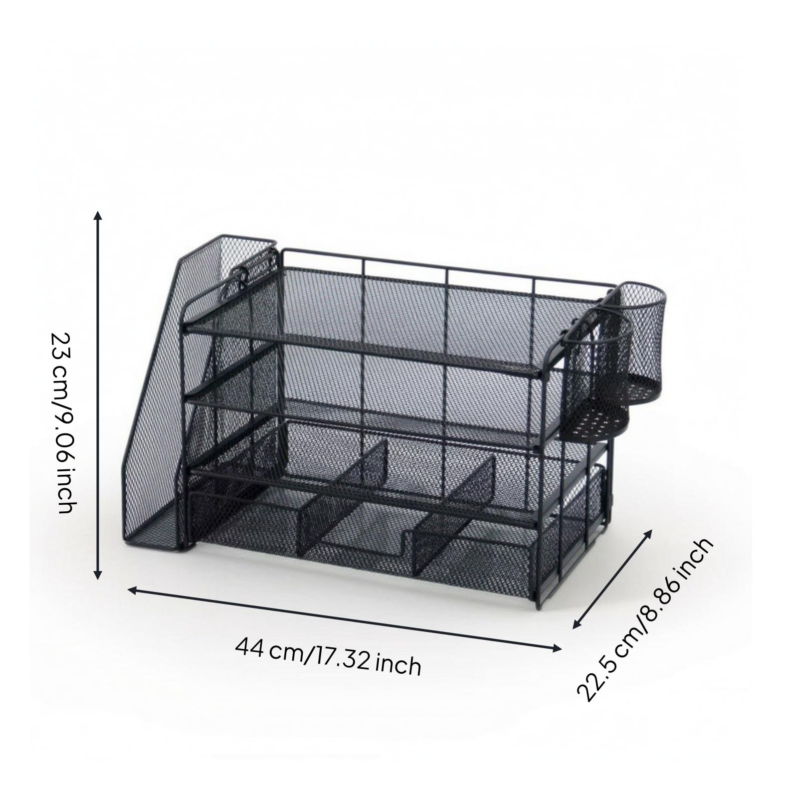 Organizzatore in Filo Metallico con Scomparti Multistrato Scaffale da Scrivania a 4 Ripiani Robusto Vassoio Portadocumenti per Professionisti, Black