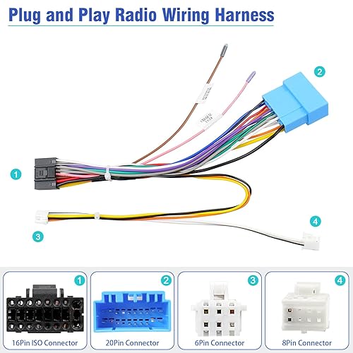 Miniatura 3 de Jayubien Adaptador de arnés de cable de radio de 20 pines de repuesto para Honda Accord 7th Android Car Stereo 16Pin ISO Connector 2003-2007