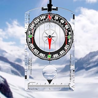 SEMEANT Professional Orienteering Compass for Hiking, Camping & Survival - Lightweight Baseplate Compass with 3X Magnifier, Ruler, Declination Scale & Safety Lanyard for Outdoor Navigation