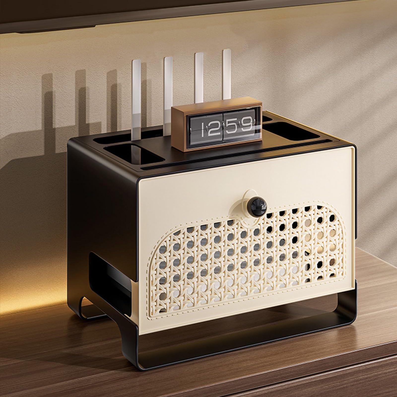 Mensola per Router, mensola per proiettore, mobiletto portaoggetti per Router WiFi, nascondi Cavi per casa e Ufficio