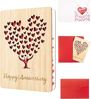 Bamboo Wedding Anniversary Card, Anniversary Cards, Christmas, Wooden Love Greeting Cards, Birthday, Anniversary, Weddings, Mother's Day, Valentines Day Card for Wife, Mum, Him, Or Her(Tree Card)