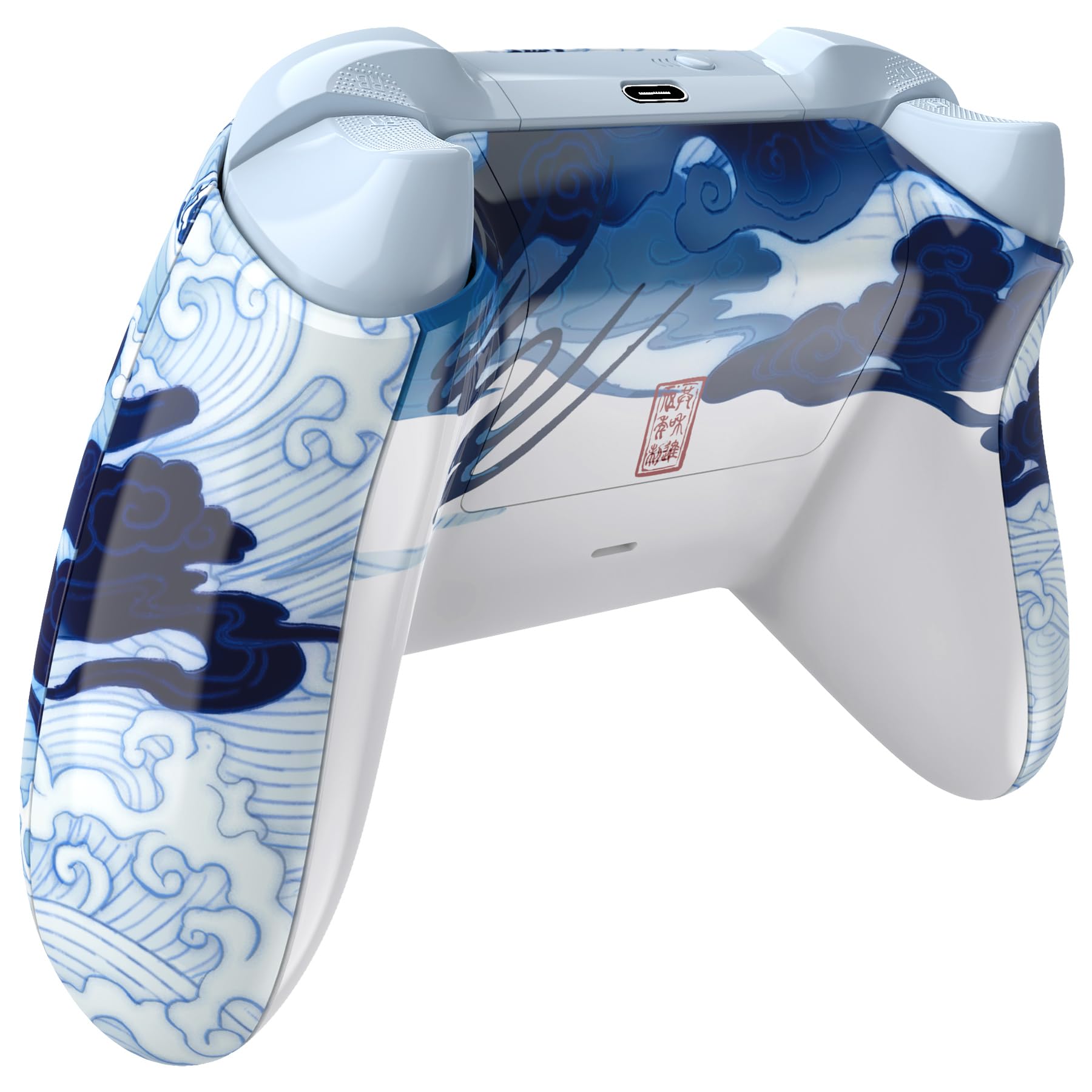 eXtremeRate Full Case & Buttons für Xbox Series X&S Controller, DIY-Ersatz Gehäuse Skin Faceplate/Back Cover/D-Pad Trigger Tasten/Thumbsticks Ersatzteile Set für Xbox Core Controller-Porzellan Drache