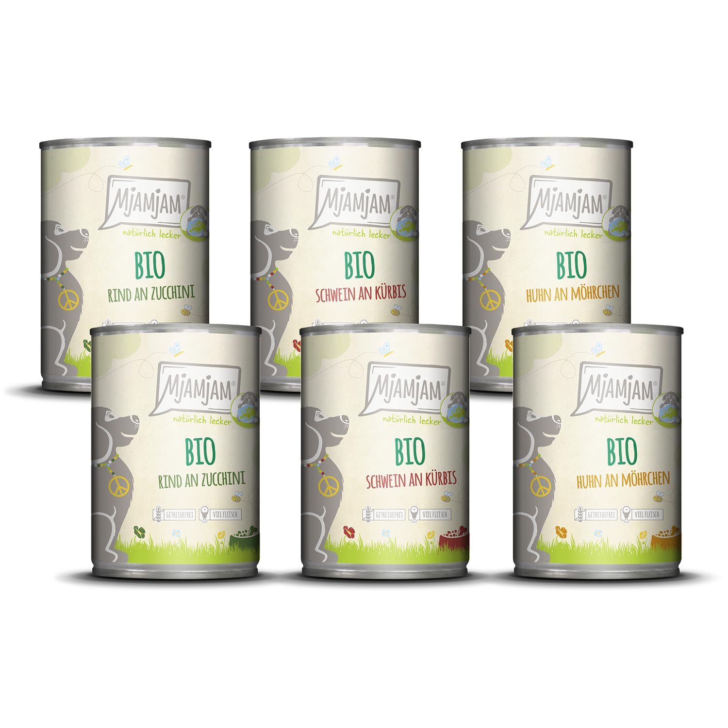 MjAMjAM - Comida húmeda Premium para Perros - naturalmente Deliciosa - The Bio Box, Pack de 6 (6 x 400g), sin Cereales