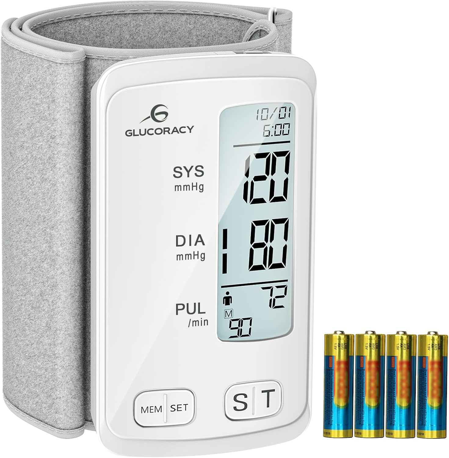 Blood Strain Monitor, Higher Arm Cuff, Blood Strain Machine for Dwelling Use, Massive Backlit LED Show, Moveable One-Piece Design, Constructed-in Battery