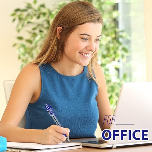 Miniatura 5 de Paquete de 200 bolígrafos retráctiles de 0039in de punta media recargables y cómodos bolígrafos de escritura con agarre cómodo bolígrafo de trabajo