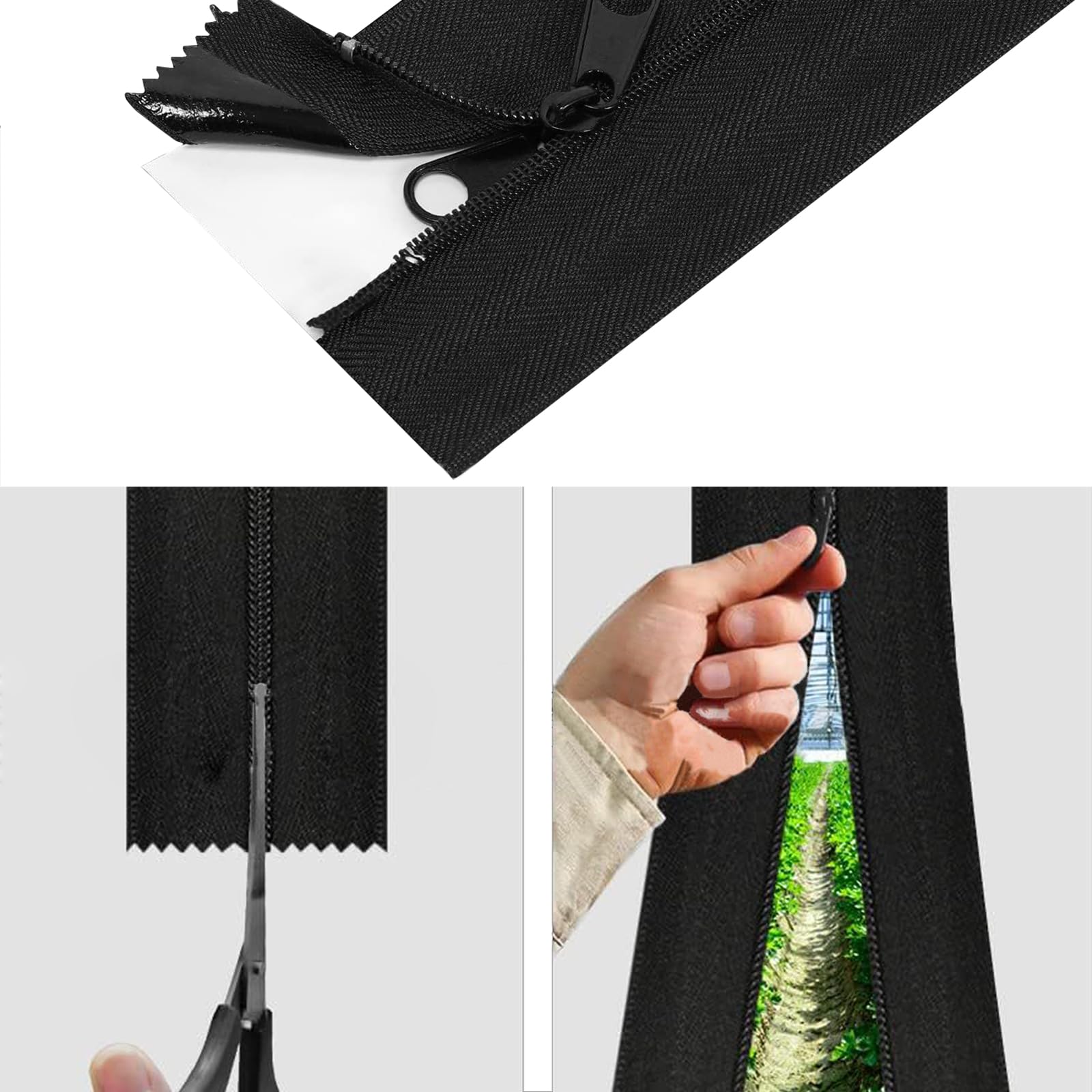 Lxoraziy Juego de 2 Autoadhesiva Cremallera Doble, 213x7,6cm, Resistente al Polvo y Oxidación, Ideal para Invernaderos y Tiendas