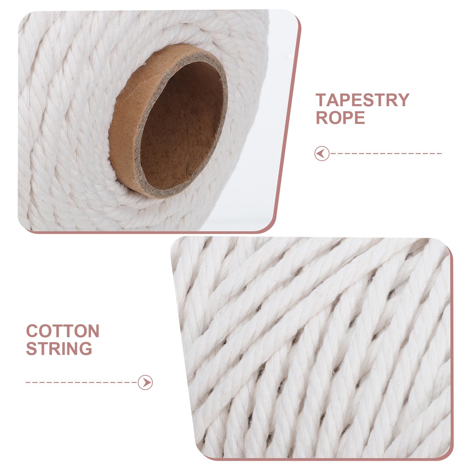 NUOBESTY Cuerda de Macramé de Algodón Beige Suave y Gruesa Tejida a Mano para Proyectos de Macramé y Decoración Bohemia Textura Lisa y Fiabilidad