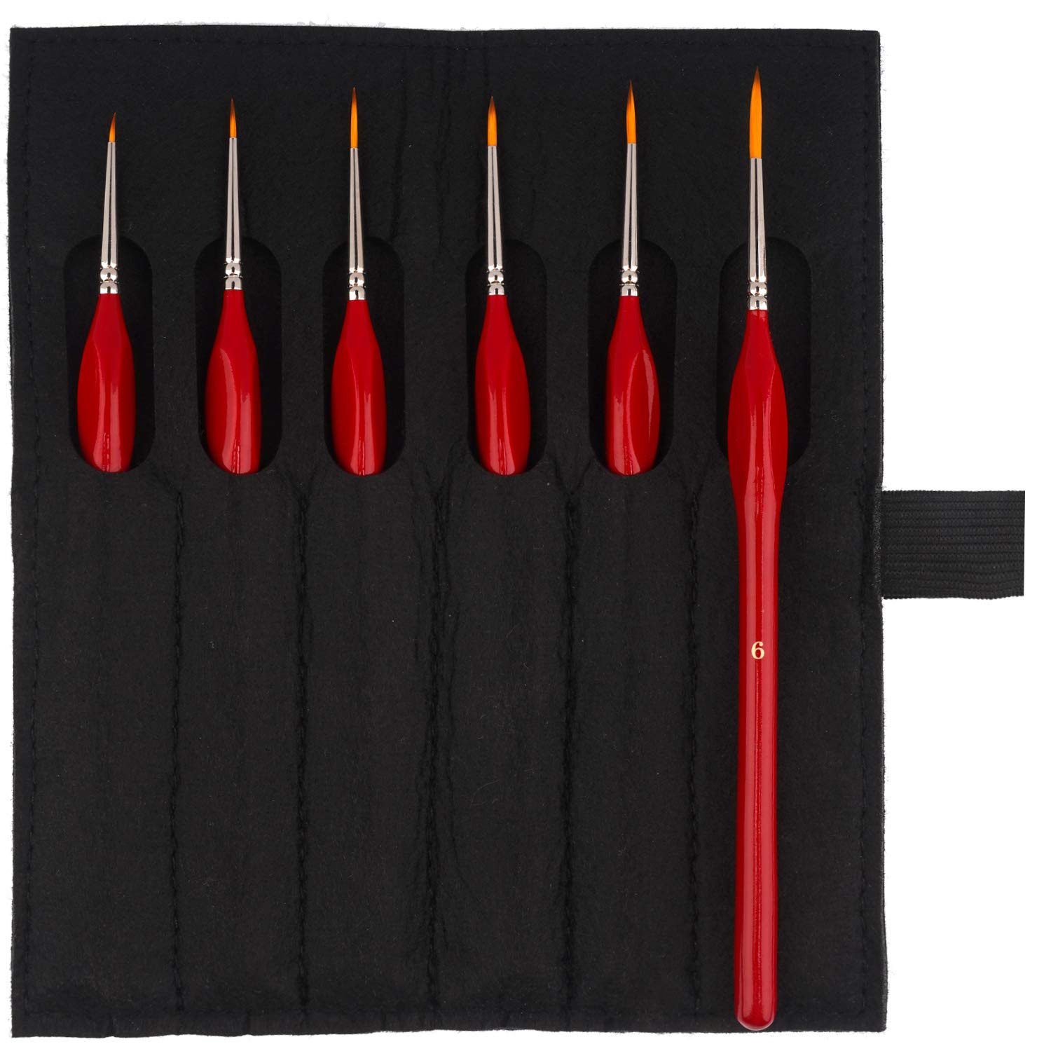 BOSOBO 6pcs Miniature Paint Brushes Detail Set, Fine Tipped Small Artist Paintbrushes for Acrylic Oil Watercolor Painting, Rock, Micro Model, Craft, Not for Children Under 8 Years