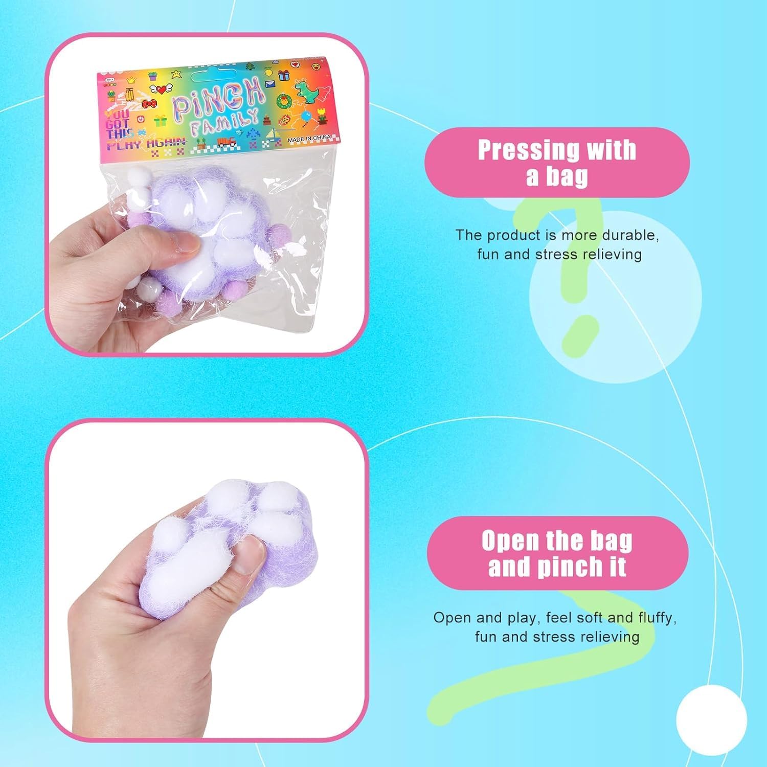 Taba Squishy Cat Paws Squishies Toys,Kawaii Mochi Squishy Sensory Toys