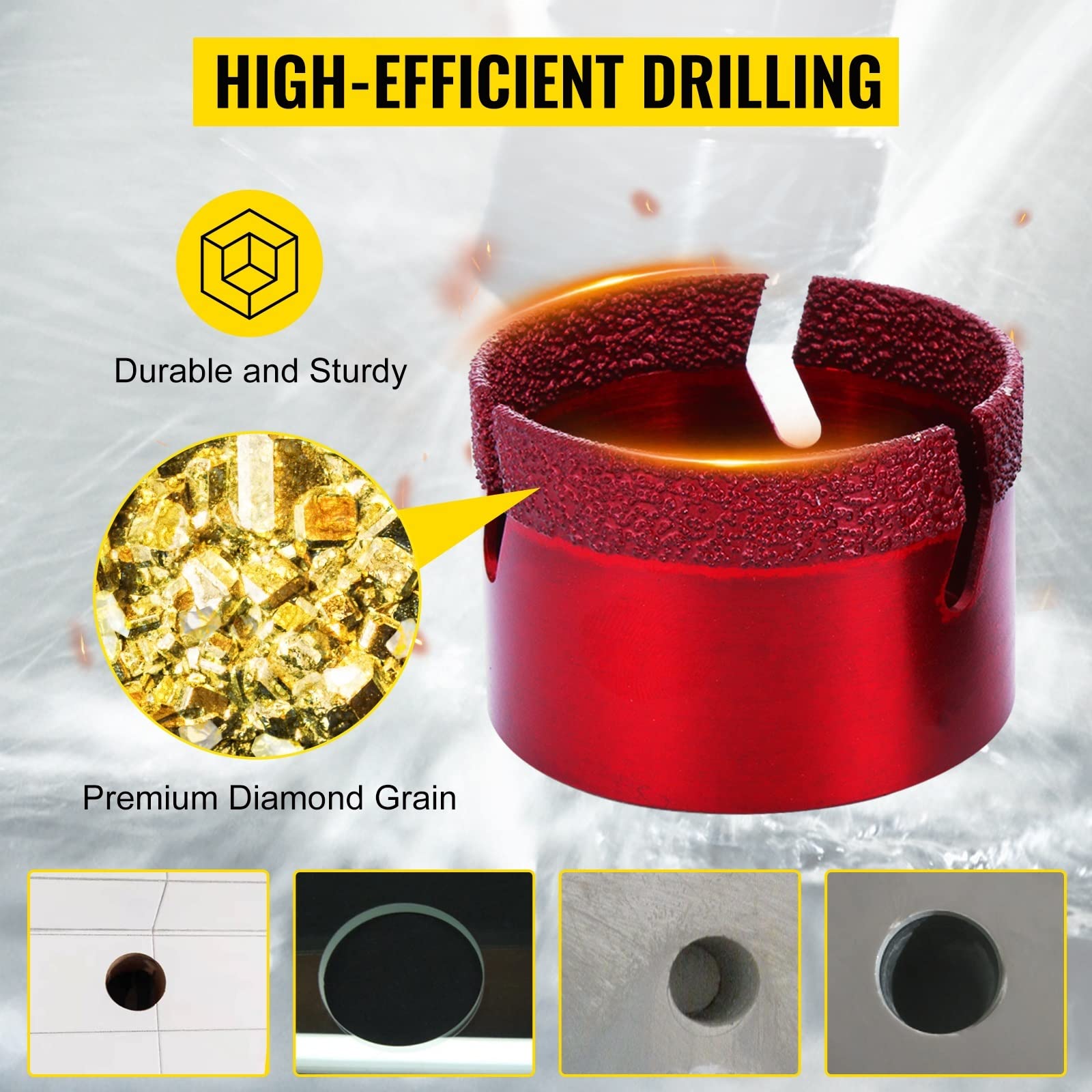 8 Pezzi Sega a Tazza diamantata Set Punta da Trapano 20mm-68mm Taglio a Secco/Bagnato M14 Filettatura di Montaggio Foratura Piastrelle Granito Marmo Porcellana