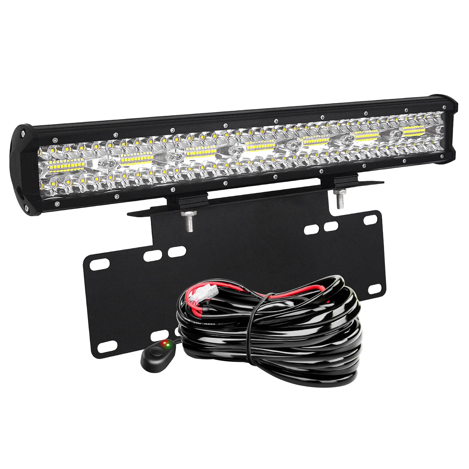 Barre LED 50 Cm 126W Pour 4x4, Camion, SUV - Éclairage Puissant Avec Support De Plaque D'immatriculation Universel éclairage Led Ip67 12v 24v