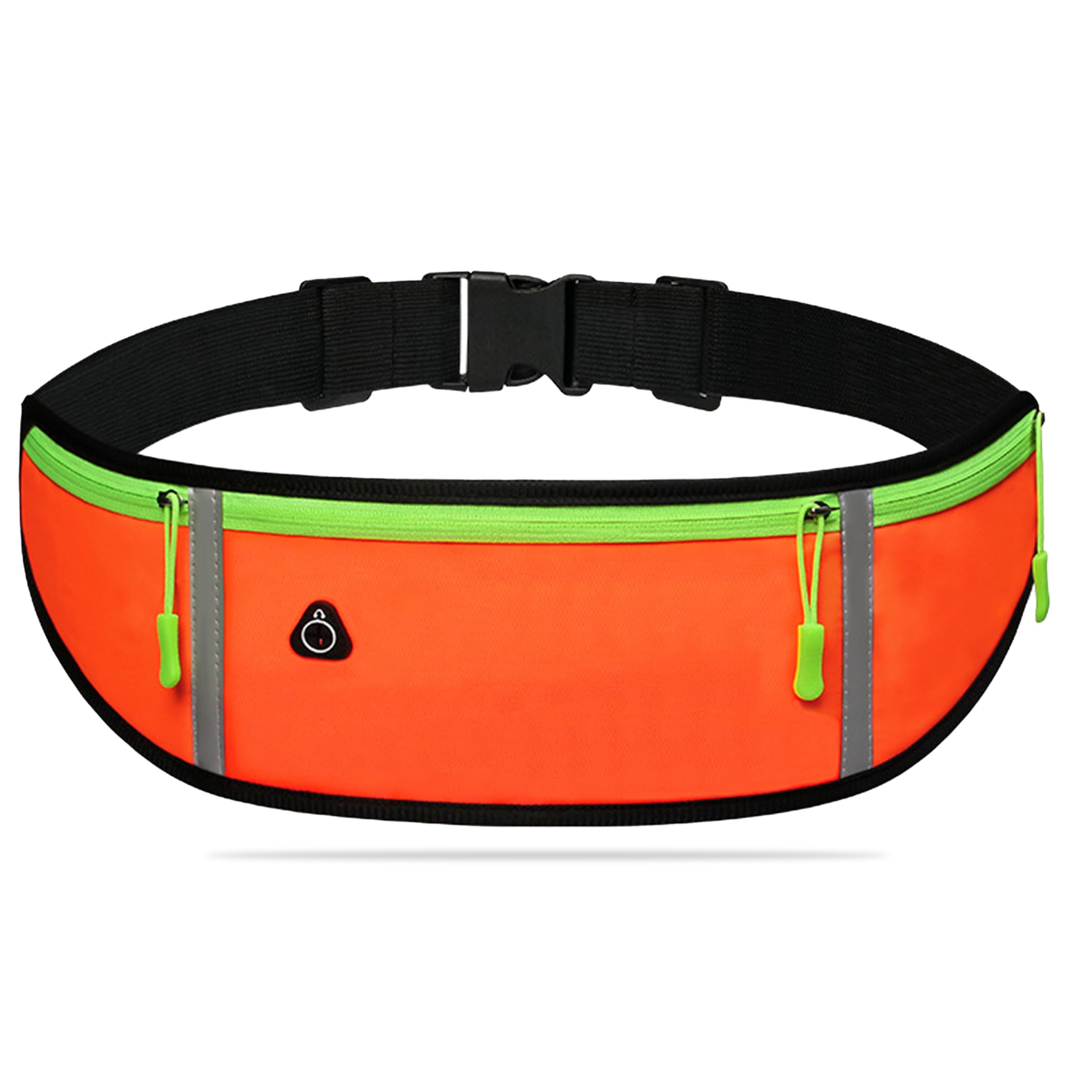 Kraptick Running Waist Belt with 3 Pockets | Adjustable, Waterproof & Sweatproof Jogging Belt | Sports Waist Pouch for Phone, Keys & Money | Lightweight Fitness Belt for Running, Gym, (Orange)