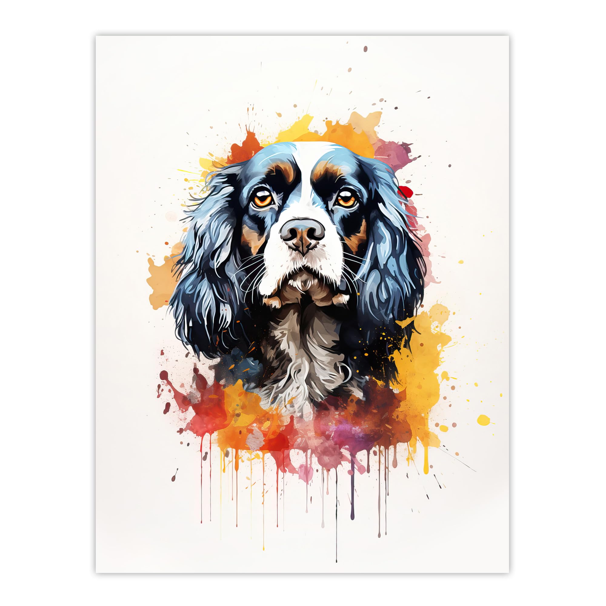 Artery8 King Charles Spaniel Lovers Gift Watercolour Pet Portrait Painting Artwork Extra Large XL Wall Art Poster Print