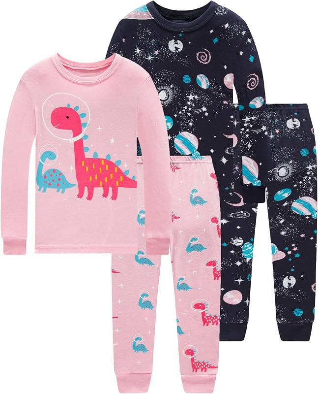 Boys and Girls Soft Pajamas 100% Cotton Toddler Pjs Long Sleeve Kid Sleepwear Sets