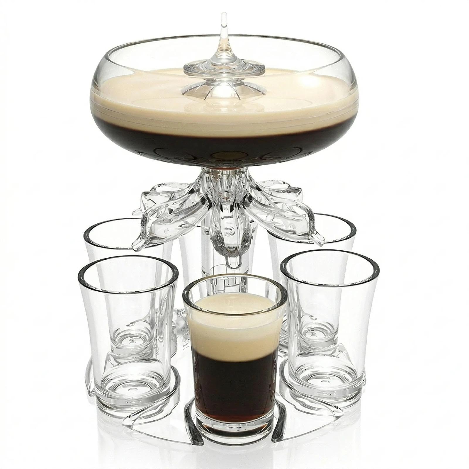 Baby Guinness zestaw kieliszków do shotów z 6 szklankami, dozownik i uchwyt, akrylowy bezdotykowy nalewak do napojów imprezowych, domowego baru i prezentów
