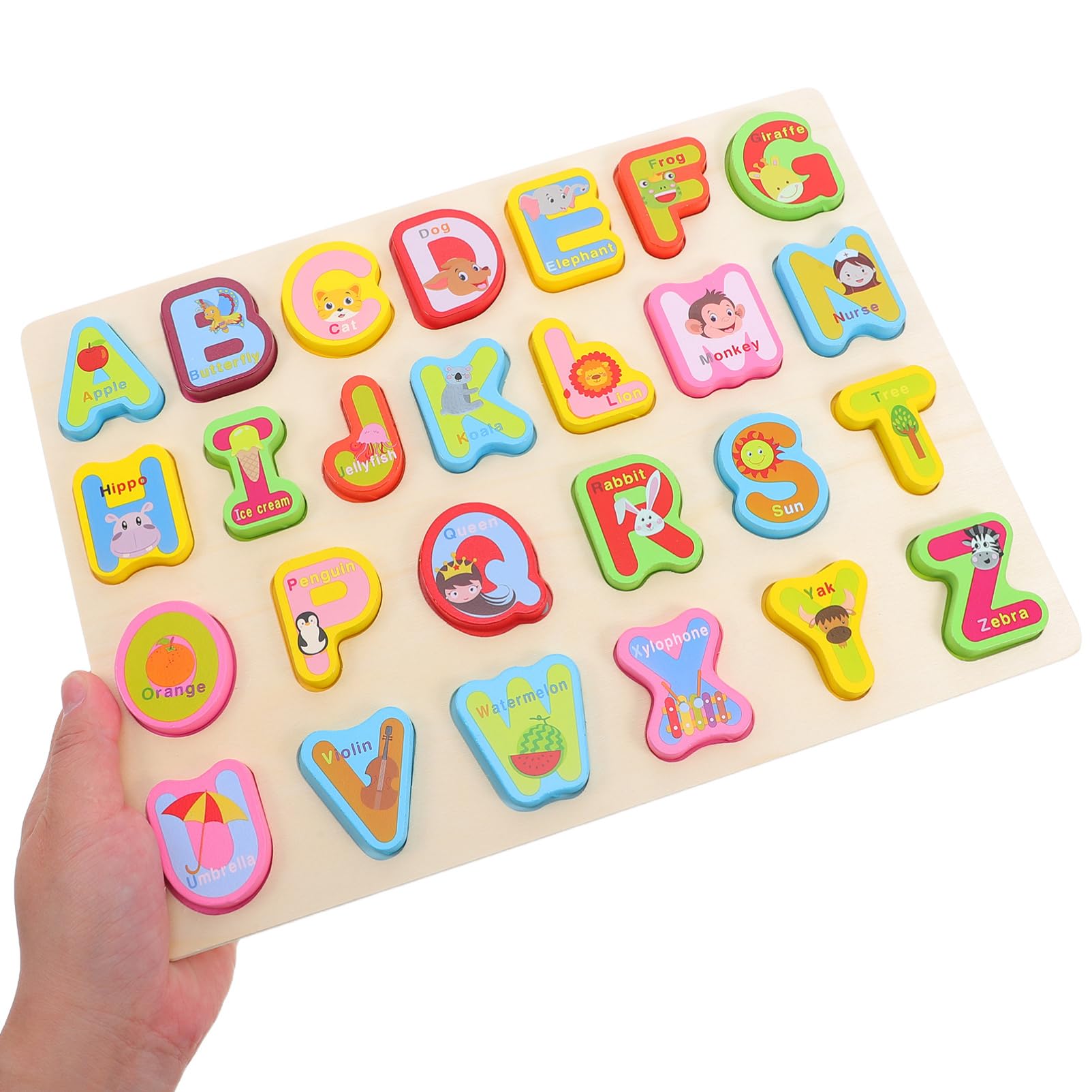 Holzpuzzle 3 Stück mit Alphabet, Zahlen und Formen | Lernspielzeug für Kleinkinder, Sortierbrett für Frühe Bildung, Fördert Feinmotorik und Farbzuordnung