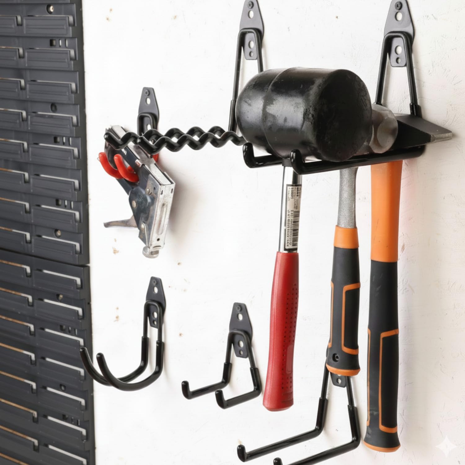 botle Set di 10 ganci da parete, ganci per attrezzi, per utensili elettrici, forma d'onda 19 cm, rivestimento in PVC, per garage, capannoni, biciclette o tubi da giardino, doppio gancio, portata fino