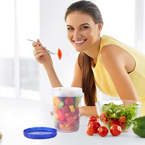 Miniatura 7 de 24 recipientes de almacenamiento de alimentos de 32 onzas con tapas giratorias superiores, recipientes de plástico reutilizables para alimentos para