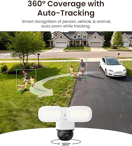 Miniatura 3 de REOLINK TrackFlex Floodlight WiFi, cámara de reflector de doble lente 4K, 3000 lúmenes, zoom híbrido PTZ 6X de 360°, seguimiento automático