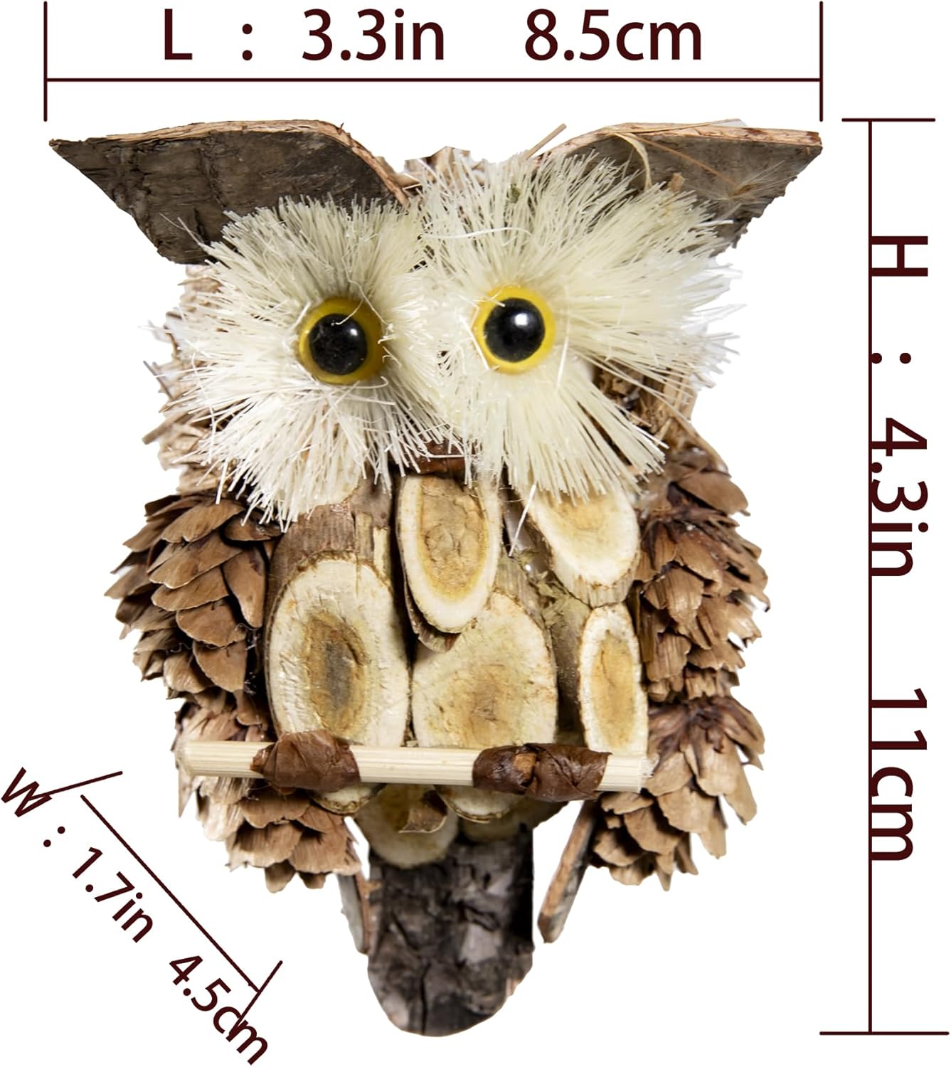 Berfutall-Woodland Animal Owl Ornaments, Wood and Sisal, Set of 6 Assorted, Christmas Tree, Thanksgiving Decor - Image 4