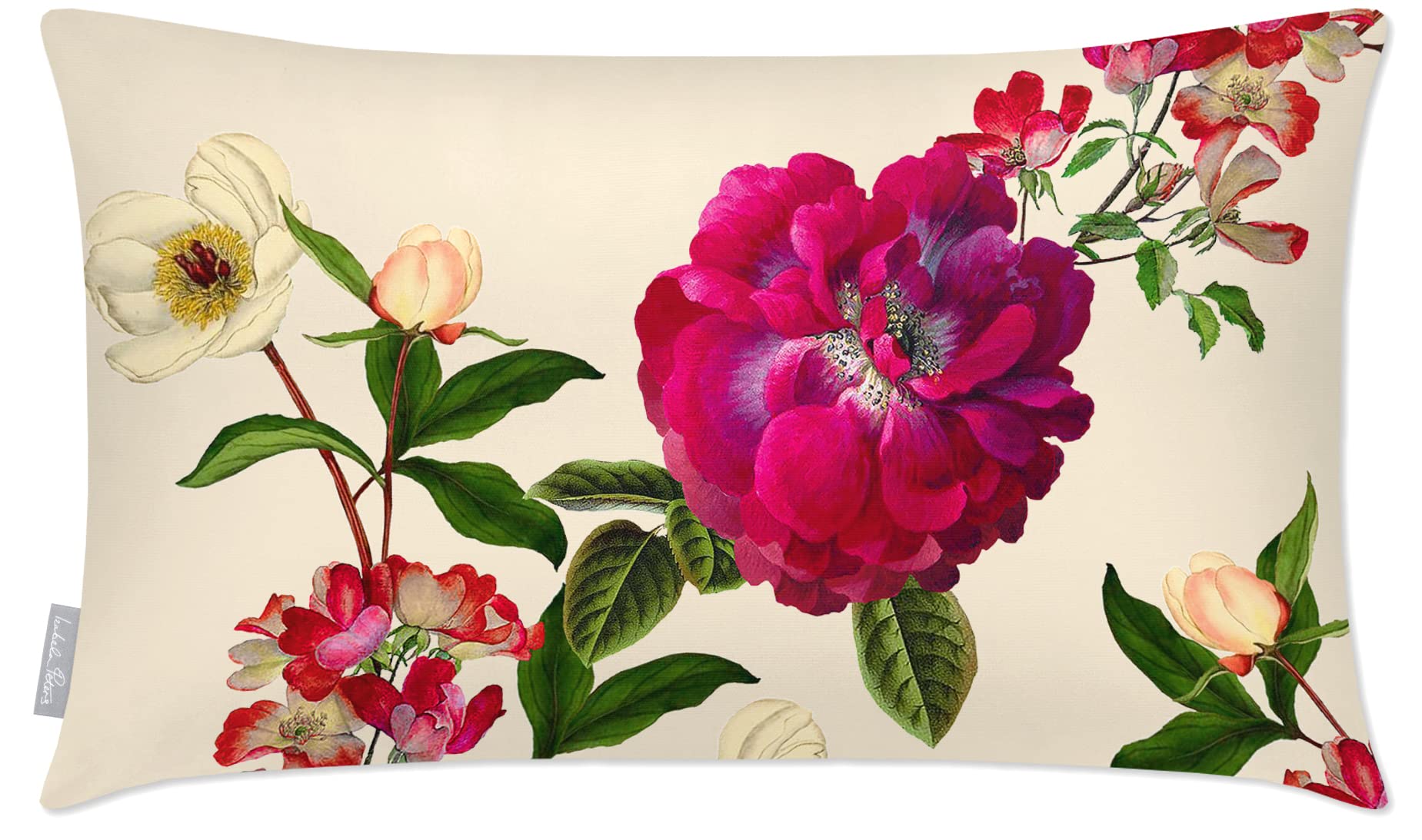 Izabela Peters Outdoor Cushions Waterproof, 50 x 30 cm, Filled Outdoor Cushion, Floral Glade - Ivory Cream, Garden Furniture Cushions, Outdoor Seat Cushions, Garden Chair Cushions