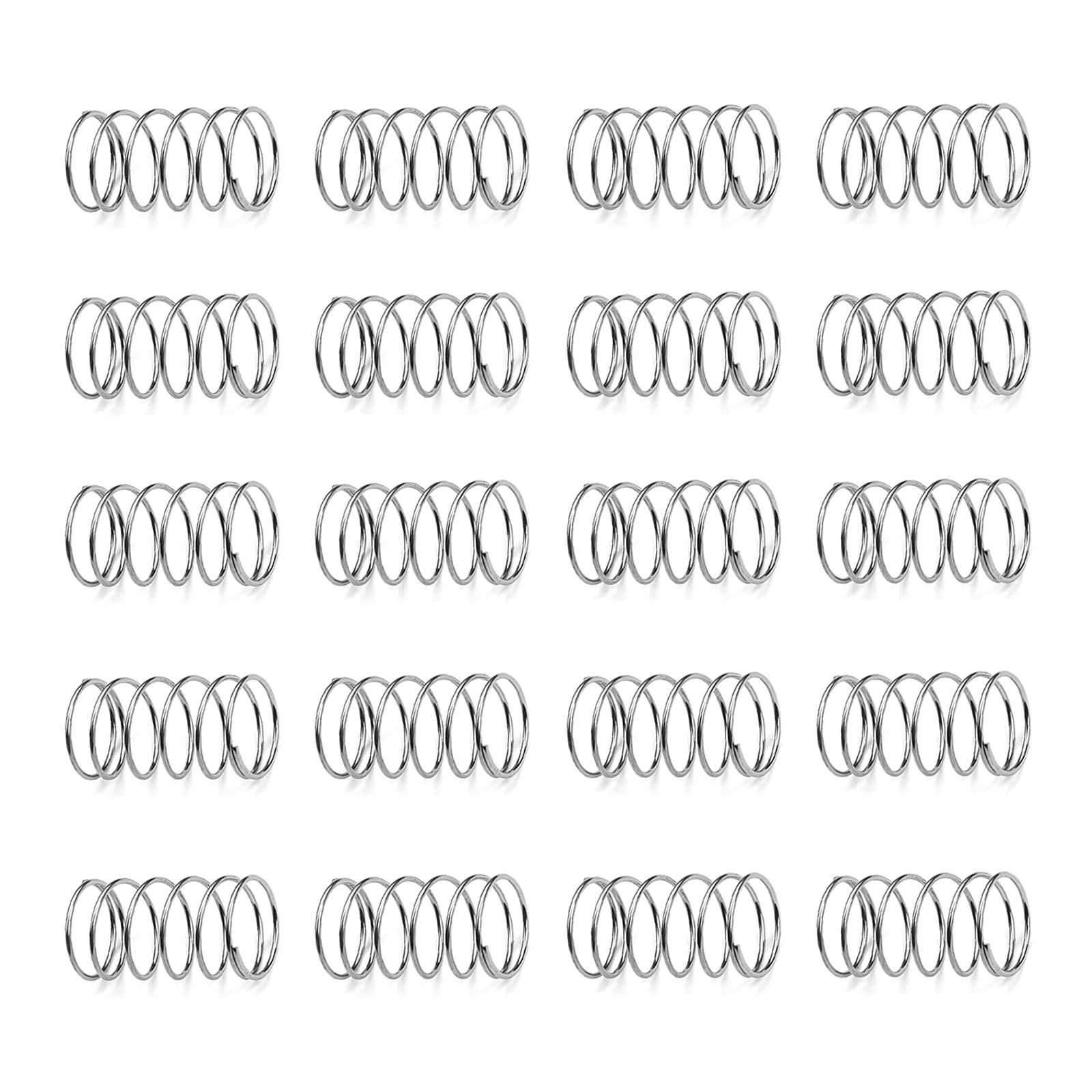 ANOTHEEE 20Pcs Small Compression Spring 304 Stainless Steel Extension Spring 9mm OD 0.8mm Wire Size 12mm Compressed Length 20mm Free Length 11N Load Capacity for Home Projects, Silver Small Spring