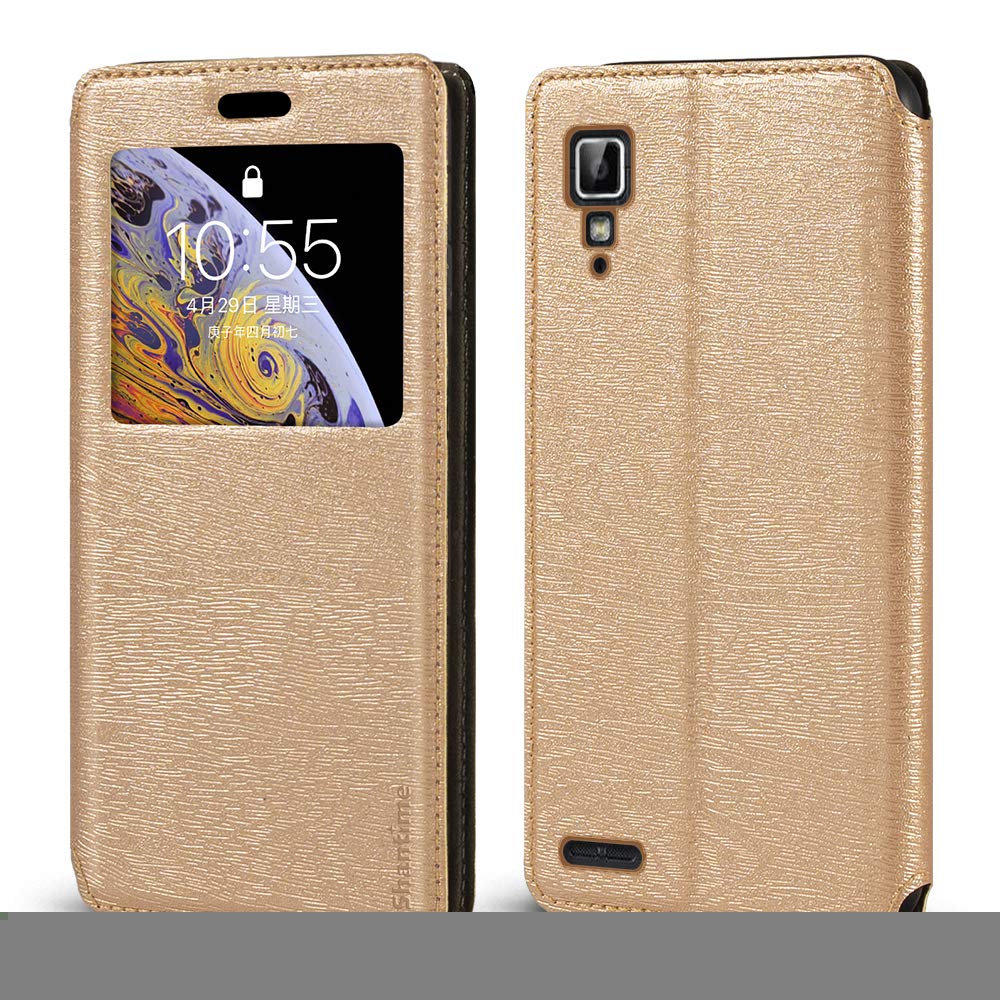 Lenovo P780 Case, Wood Grain Leather Case with Card Holder and Window, Magnetic Flip Cover for Lenovo P780