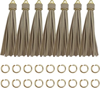 4.3 Beige Leather Tassels 12Pcs for Keychains