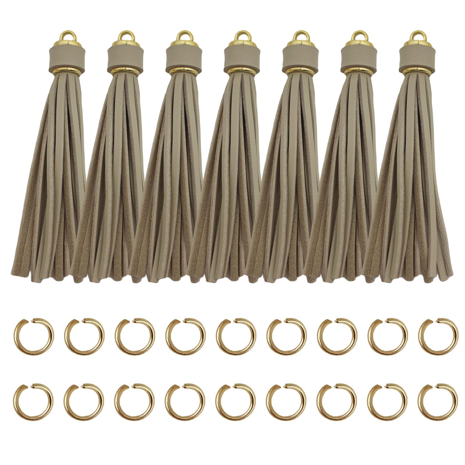 4.3'' Beige Leather Tassels 12Pcs for Keychains