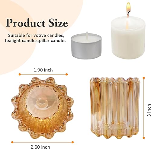 Miniatura 2 de GOLDEAL 6 portavelas votivas de vidrio dorado, candelabros decorativos, candelabros de té a granel, candelabros para bodas, fiestas, cenas,