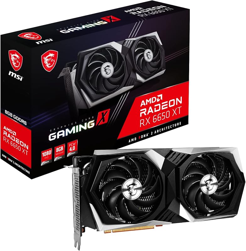 msi Gaming Radeon RX 6650 XT 128-bit 8GB GDDR6 DP/HDMI Dual Torx 4.0 Fans Tarjeta gráfica FreeSync VR Ready OC (RX 6650 XT Gaming X 8G)