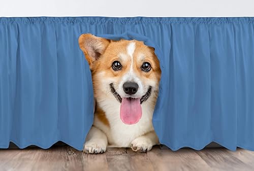 Miniatura 6 de CGK Linens - Falda de cama envolvente con volantes, color azul mezclilla, para camas de tamaño matrimonial con caída de 18 pulgadas, correa elástica