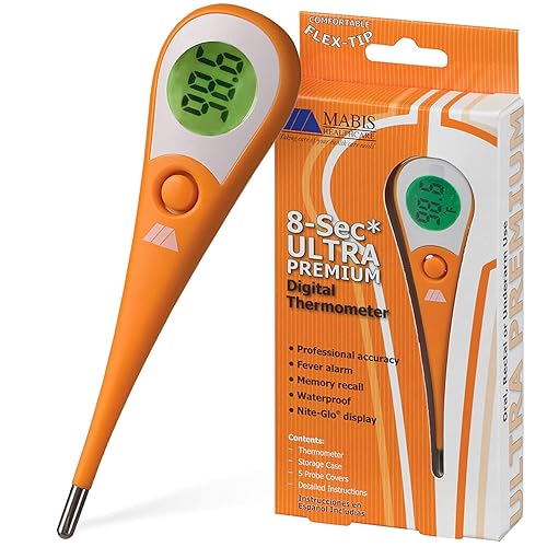Miniatura 7 de Mabis - Termómetro digital oral con punta flexible, medición de temperatura con precisión clínica en 60 segundos, 10626, Anaranjado, 1