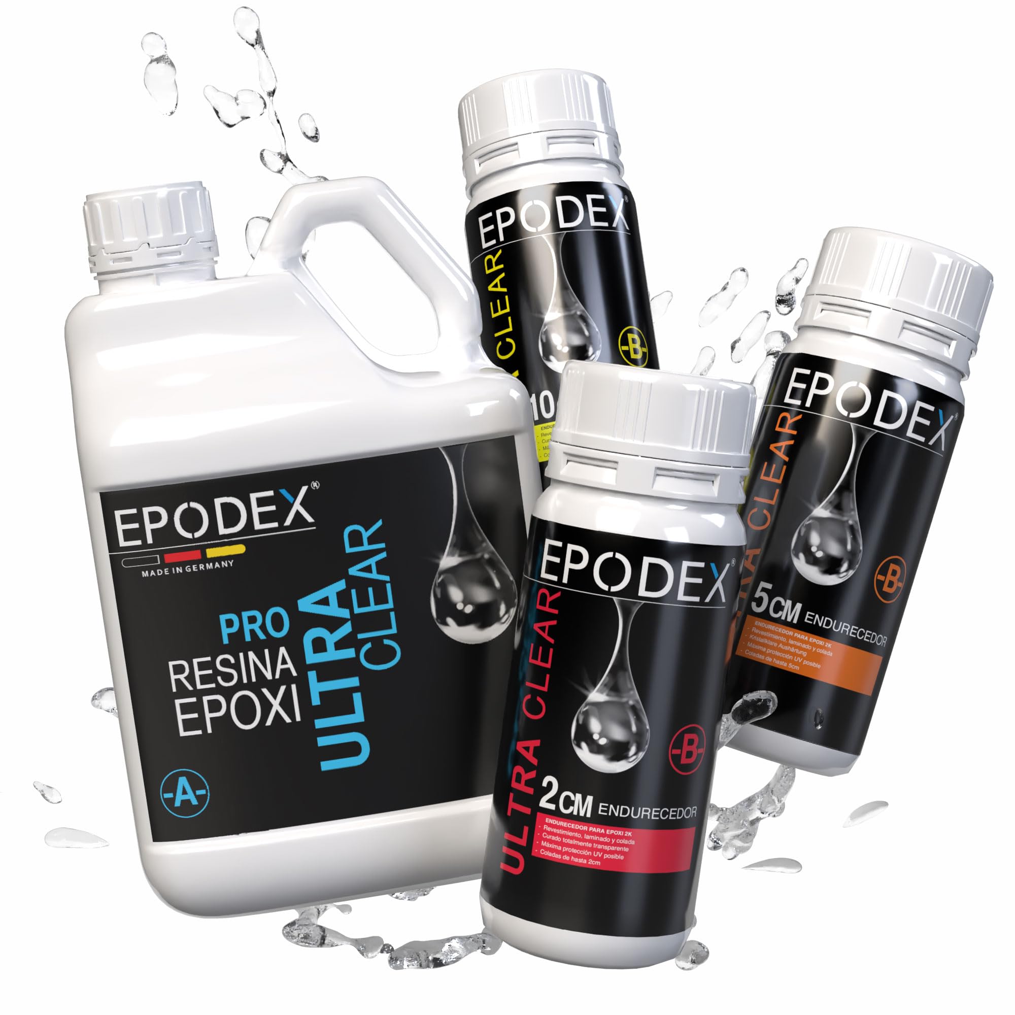 Kit Resina Epoxi EPODEX – Serie PRO – Resina Epoxi Transparente Para vertidos hasta 5cm – Recubrimientos, arte, manualidades, joyería, lámparas, mesas río y más - 7,5kg