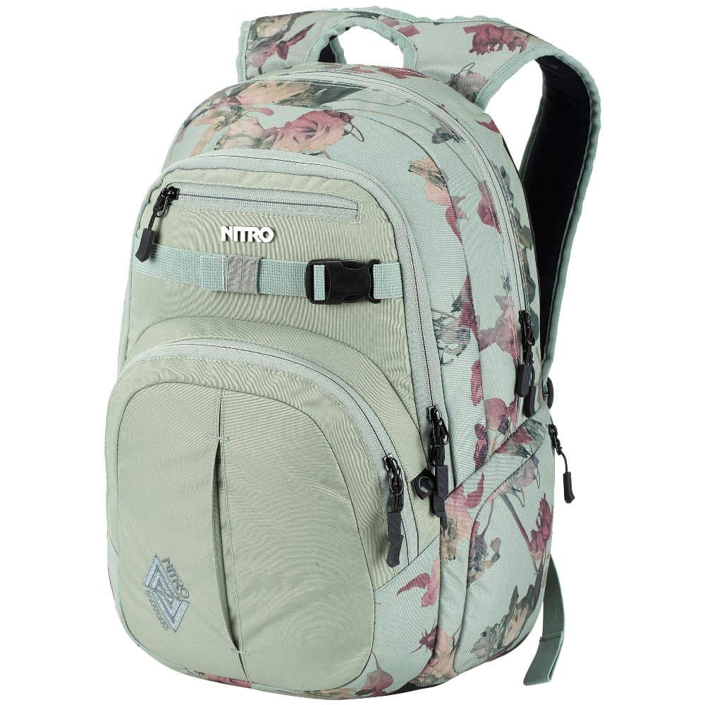 Nitro Chase Rucksack, Schulrucksack mit Organizer, Schoolbag, Daypack mit 17 Zoll Laptopfach, DEAD FLOWER