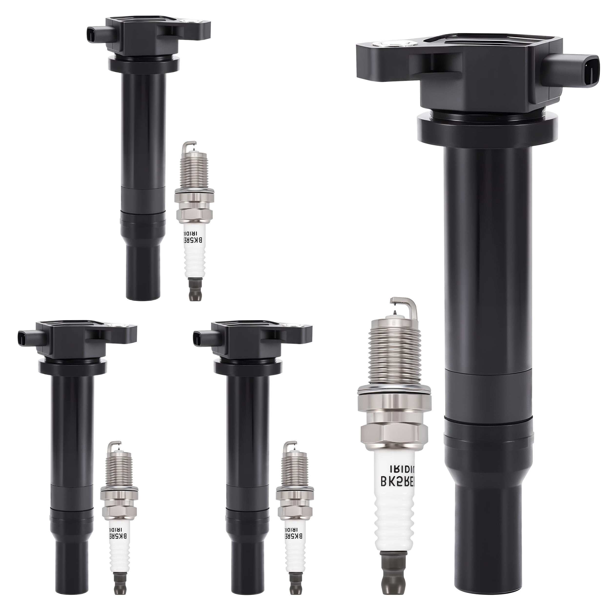 PZ Ignition Coil Pack and Iridium Spark Plugs Compatible with Kia Rio Forte Spectra,Hyundai Accent Elantra 2006 2007 2008 2009 2010 2011 2012 2013