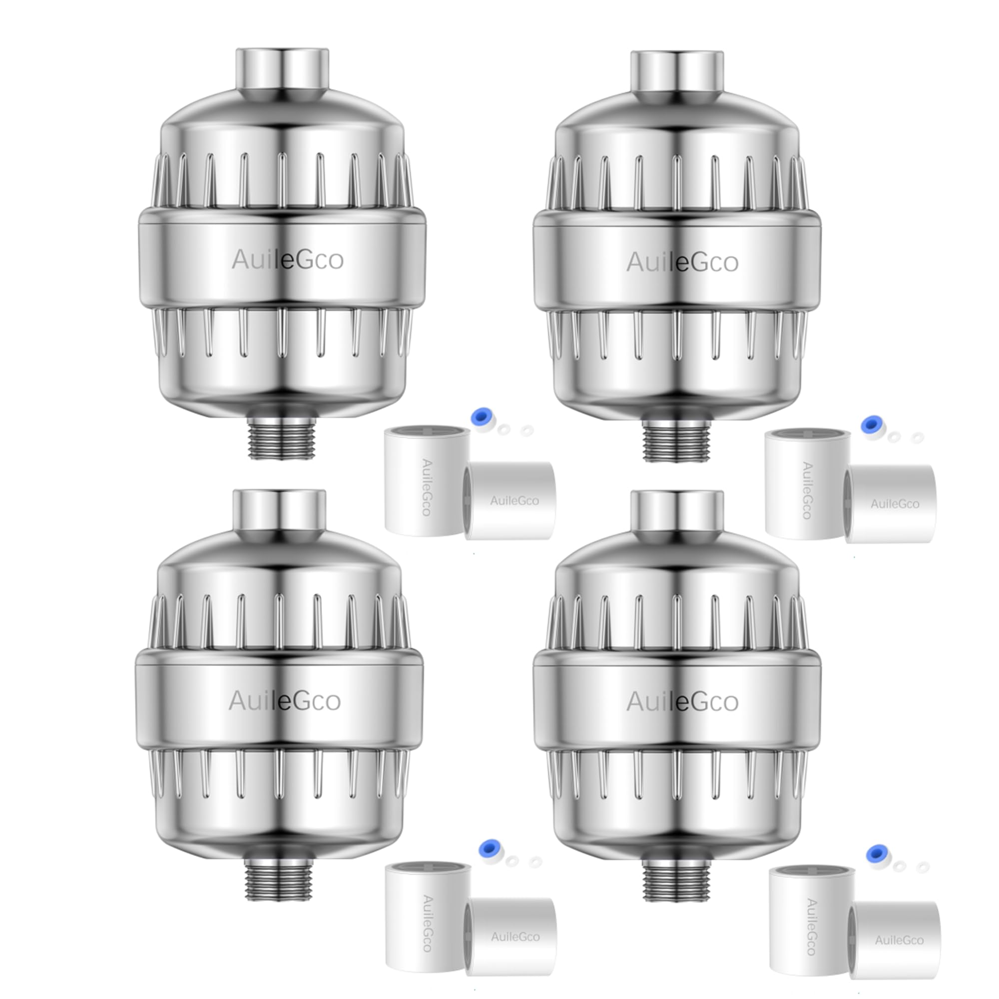 25 Stage AuileGco High Output Shower Filter,equipped with a replaceable cartridge-Shower Head Filter for Hard Water,High Filtering Capacity for Chlorine（4Packs）