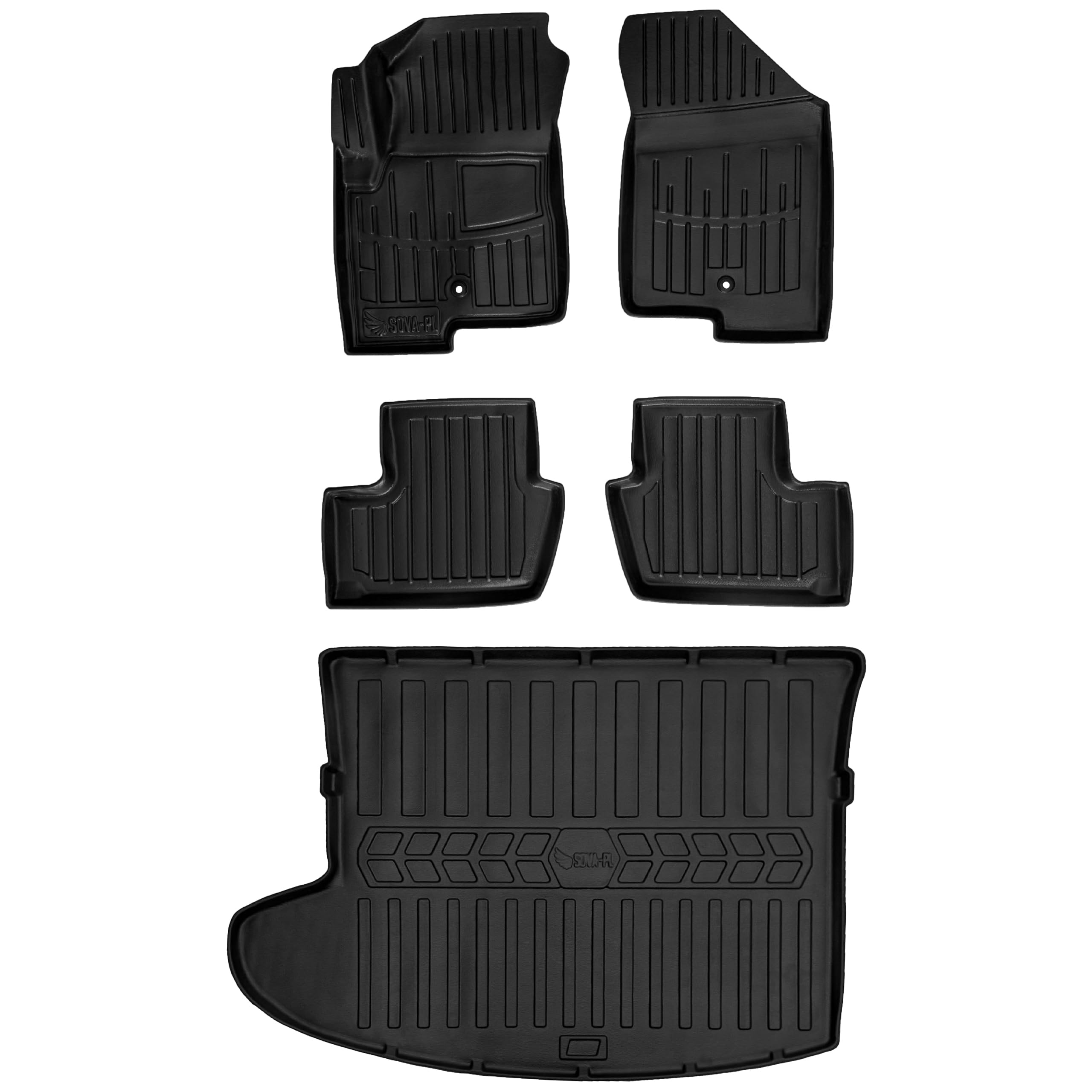 Satz 3D Gummimatten und Kofferraummatten passend für Jeep Patriot (2006-2017) SUV EIN Stopper auf der Fahrerseite | Gummimatten Auto Set | rutschfeste Antirutschmatte