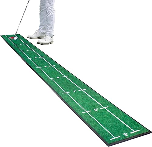 Alfombrilla de golf para interior y exterior, profesional, práctica de golf, verde, con marcador de distancia, respaldo antideslizante, accesorios