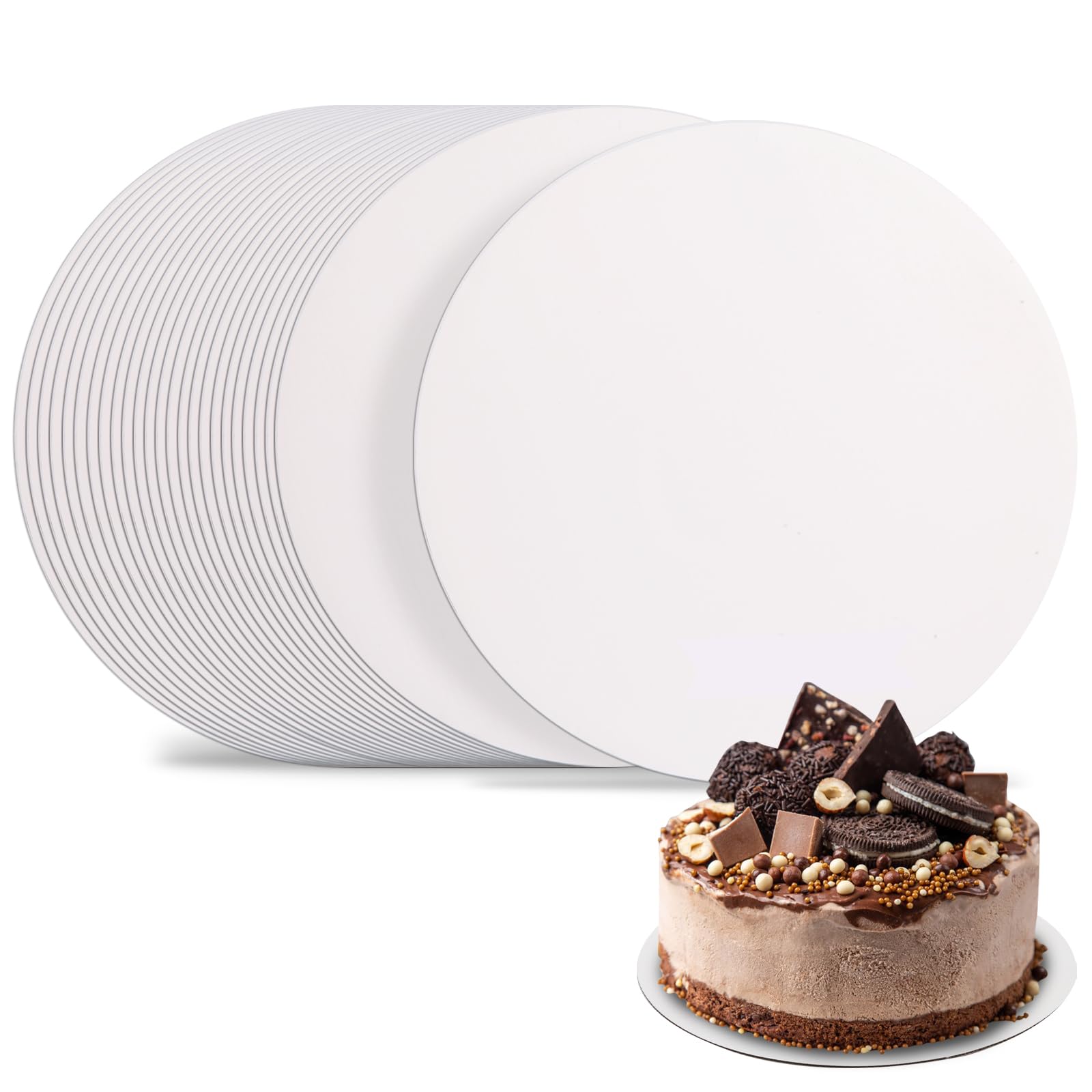 Solaverano 25 Cake Boards Ronds 30 Cm – Plateaux Gâteau Blancs 3 Mm Épais, Réutilisables, Support Gâteau Robuste
