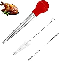 Vista 8 de Baster de Pavo para Cocinar, Inyector de Carne Grande de Acero Inoxidable, con Cepillo de Limpieza y 2 Agujas de Adobar, Negro