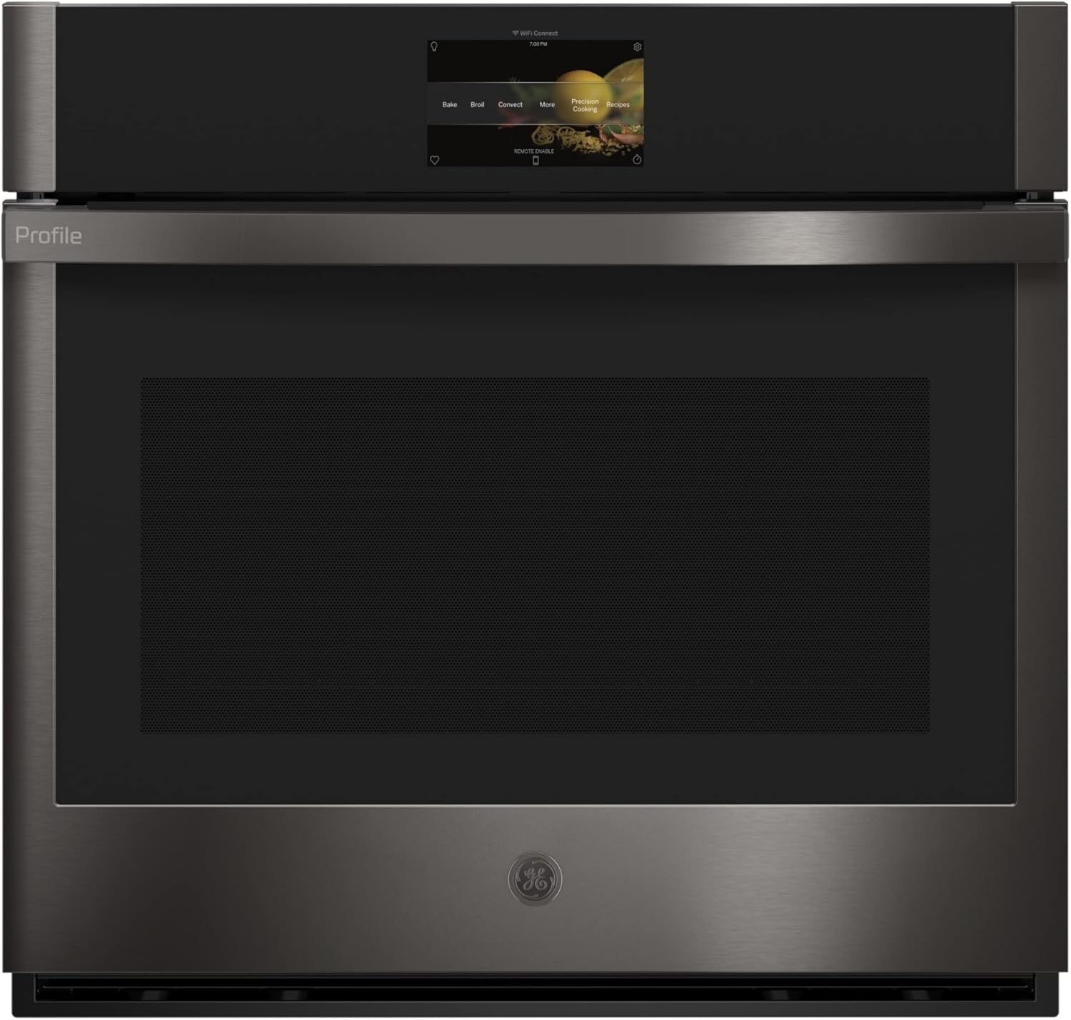 GE Profile PTS7000BNTS 30" Single Wall Oven with 5 cu. ft. Capacity 7" Touch LCD Screen Convection with Direct Air Self-Clean with Steam Clean Option in Black Stainless Steel
